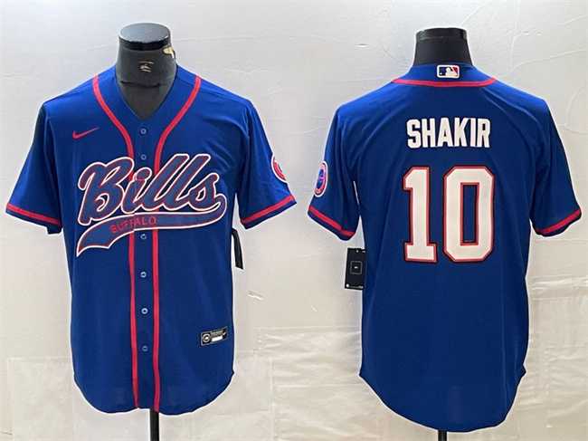 Mens Buffalo Bills #10 Khalil Shakir With Patch Cool Base Stitched Baseball Jersey